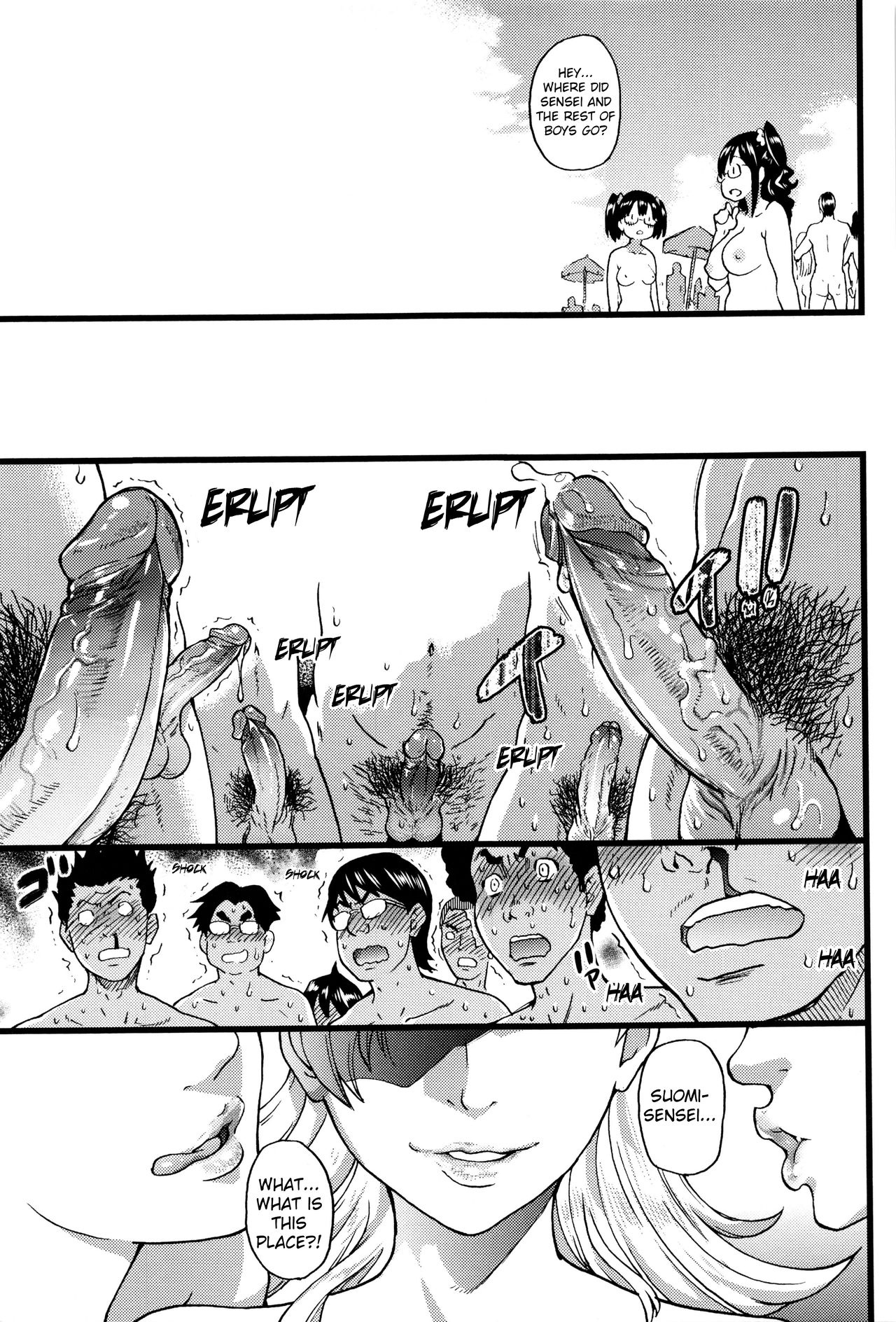 [師走の翁] ヌーディストビーチに修学旅行で!! [英訳] [無修正]