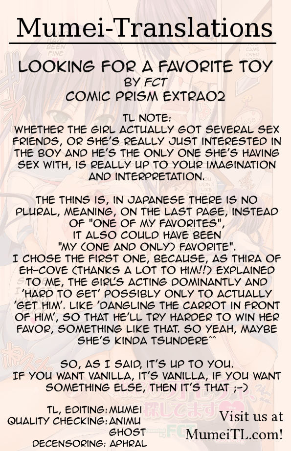 [FCT] お気に入りのオモチヤ、探してます♥ (コミックプリズムEXTRA02) [英訳] [無修正]
