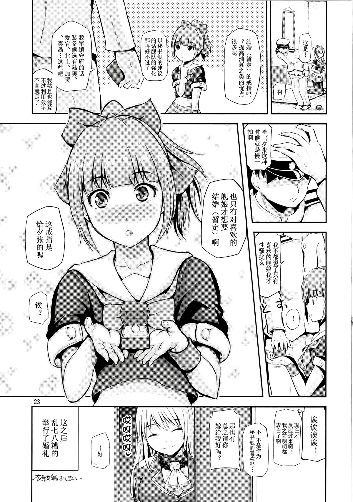 (COMIC1☆8) [ほしまきProject (矢野トシノリ)] セクハラ提督と秘書艦夕張さん～夜戦編～ (艦隊これくしょん -艦これ-) [中国翻訳]