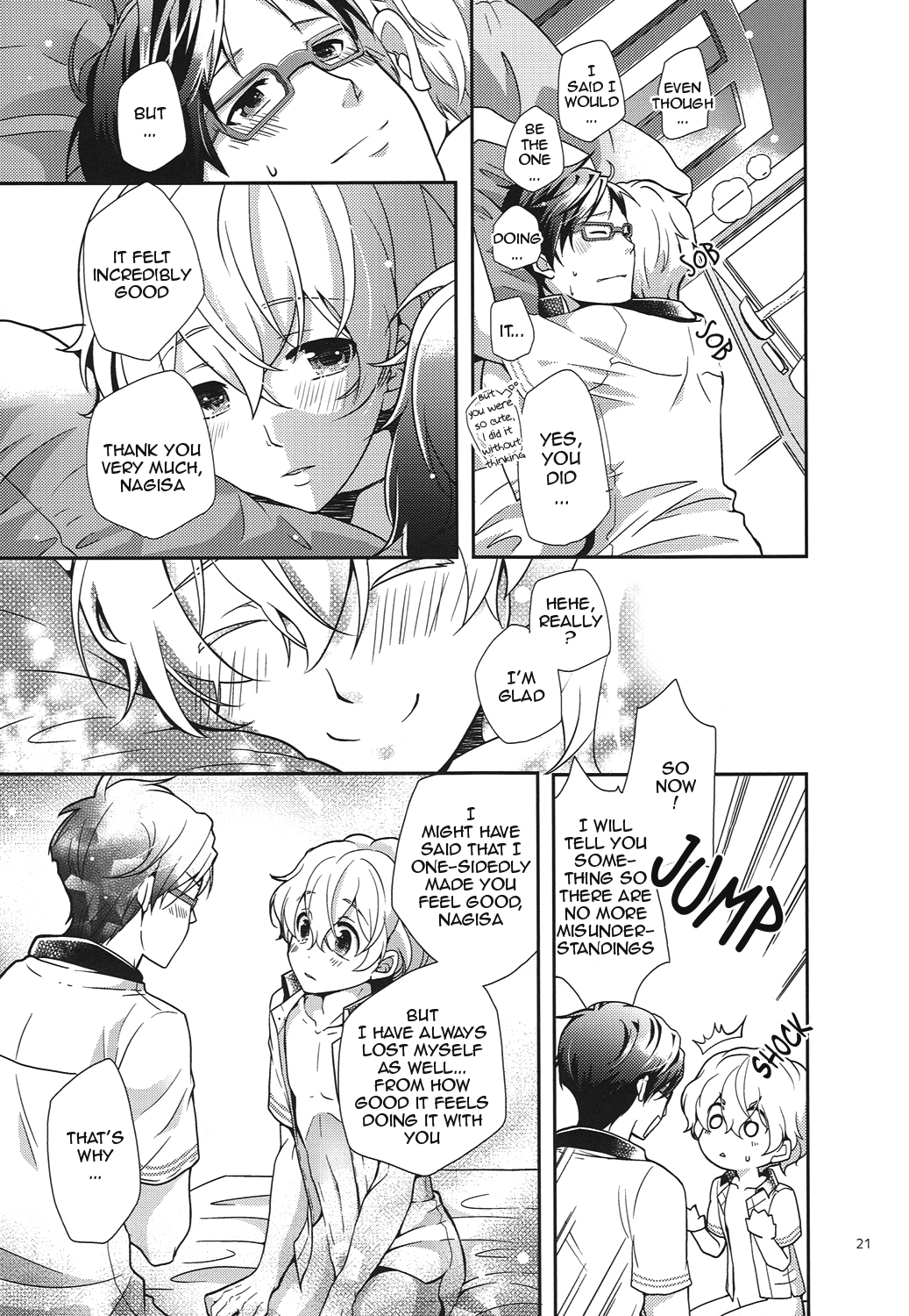 (0時に渚でアプローチ2) [594x841 (A1)] きみといっしょならいつでもきもちがいい。 (Free!) [英訳]