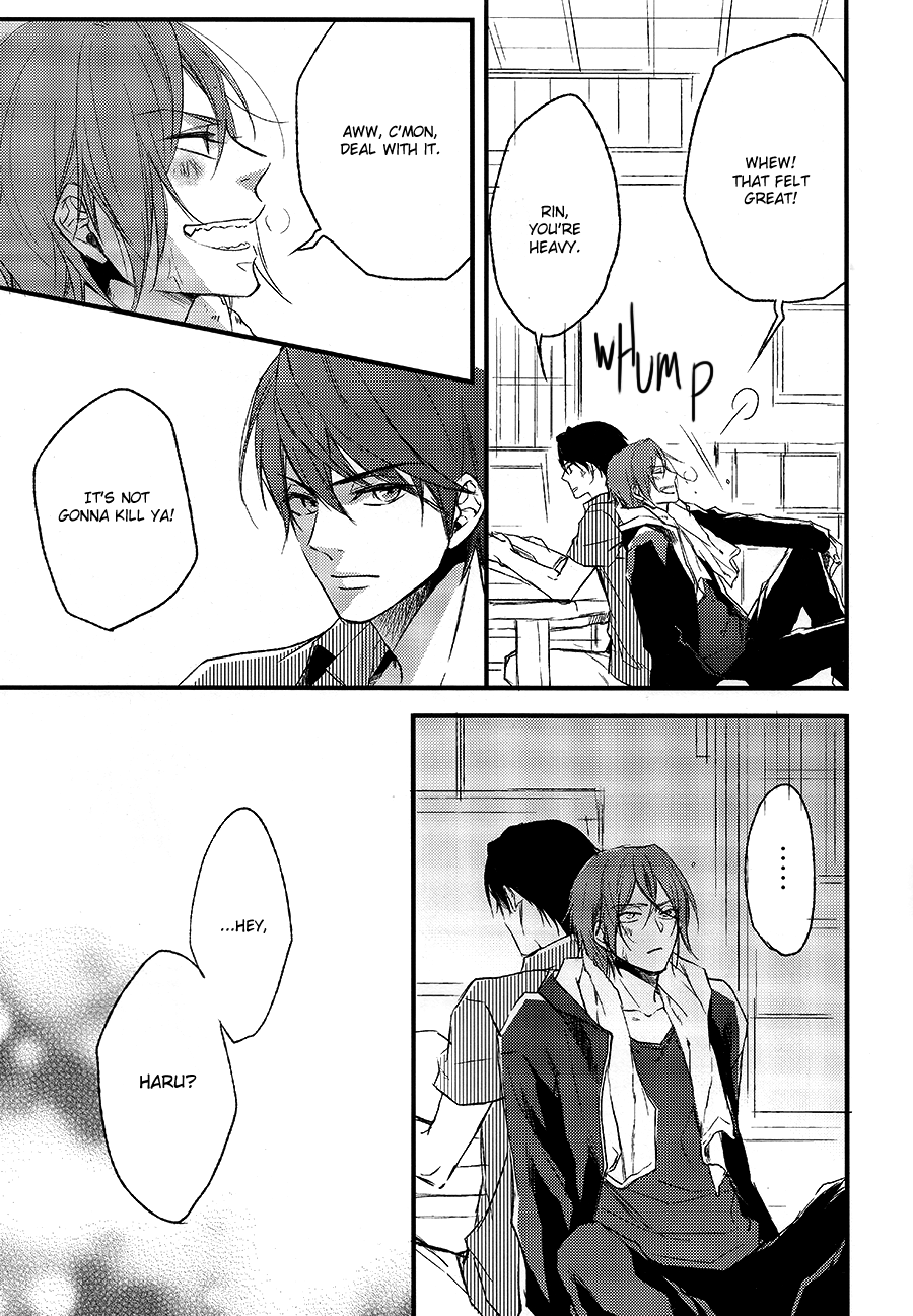 [オシノビー (山田パピコ)] 気まずいお泊り。 (Free!) [英訳]