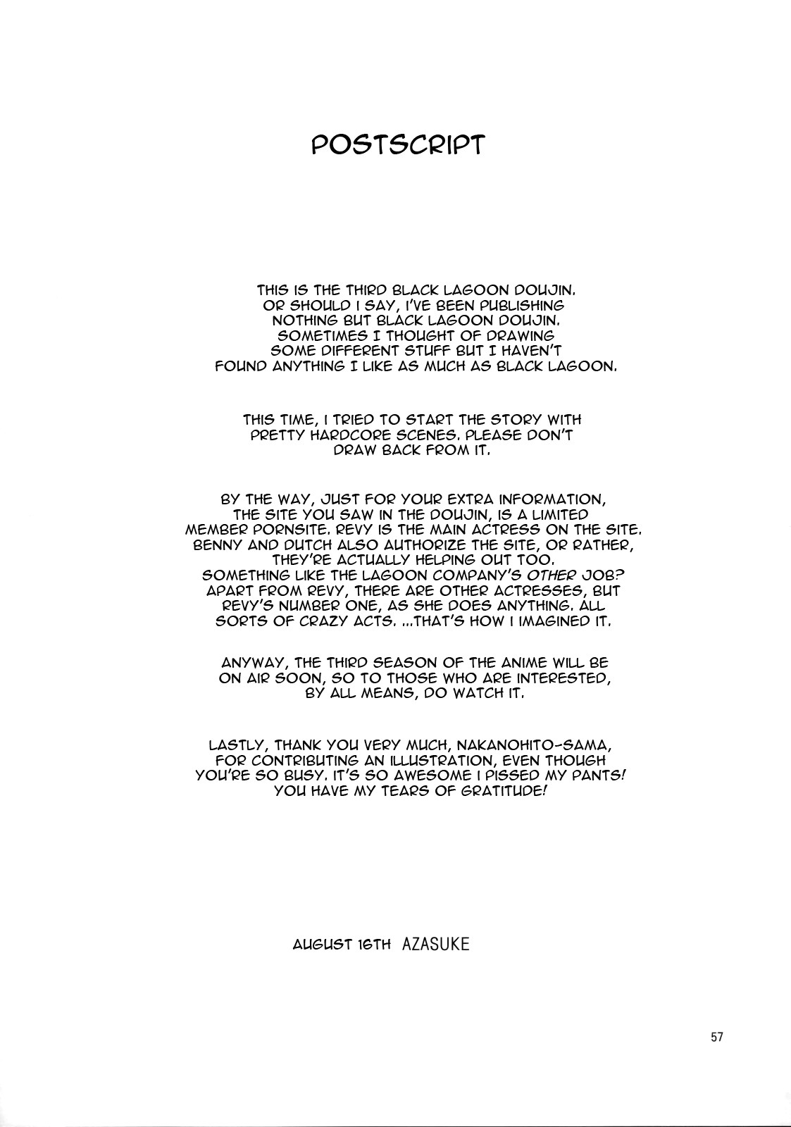 (C76) [AZASUKE WIND (AZASUKE)] WELCOME TO THE FUCKIN' PARADISE (ブラックラグ－ン) [英訳]