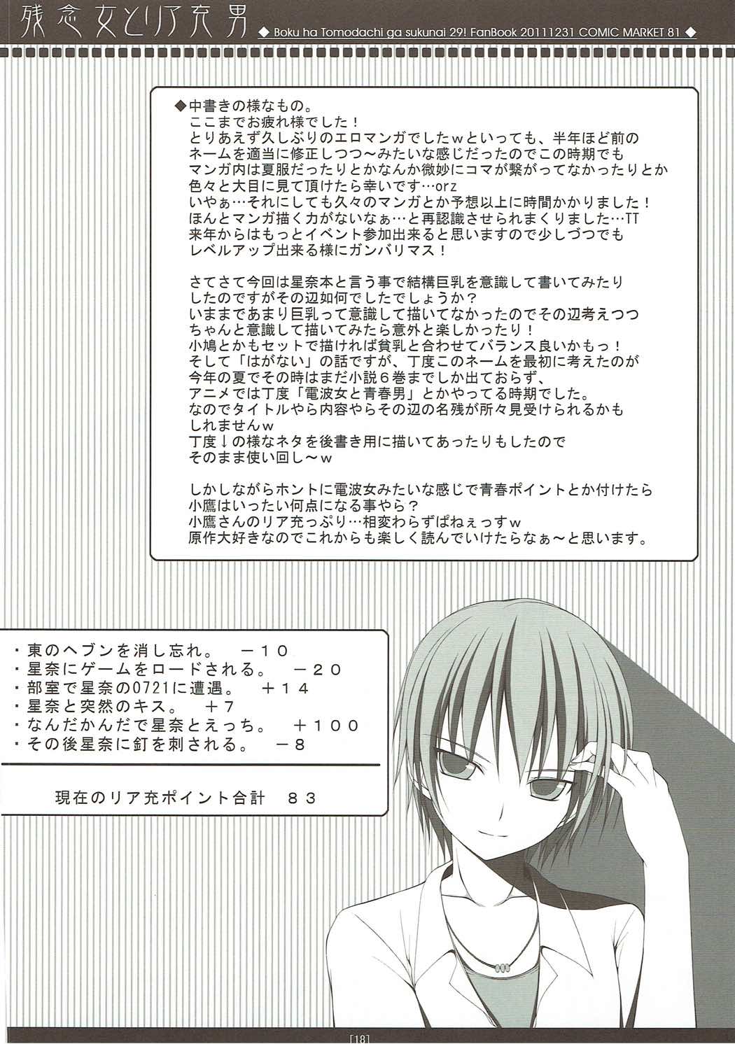 (C81) [MaHoLa (ともすけ)] 残念女とリア充男 (僕は友達が少ない)