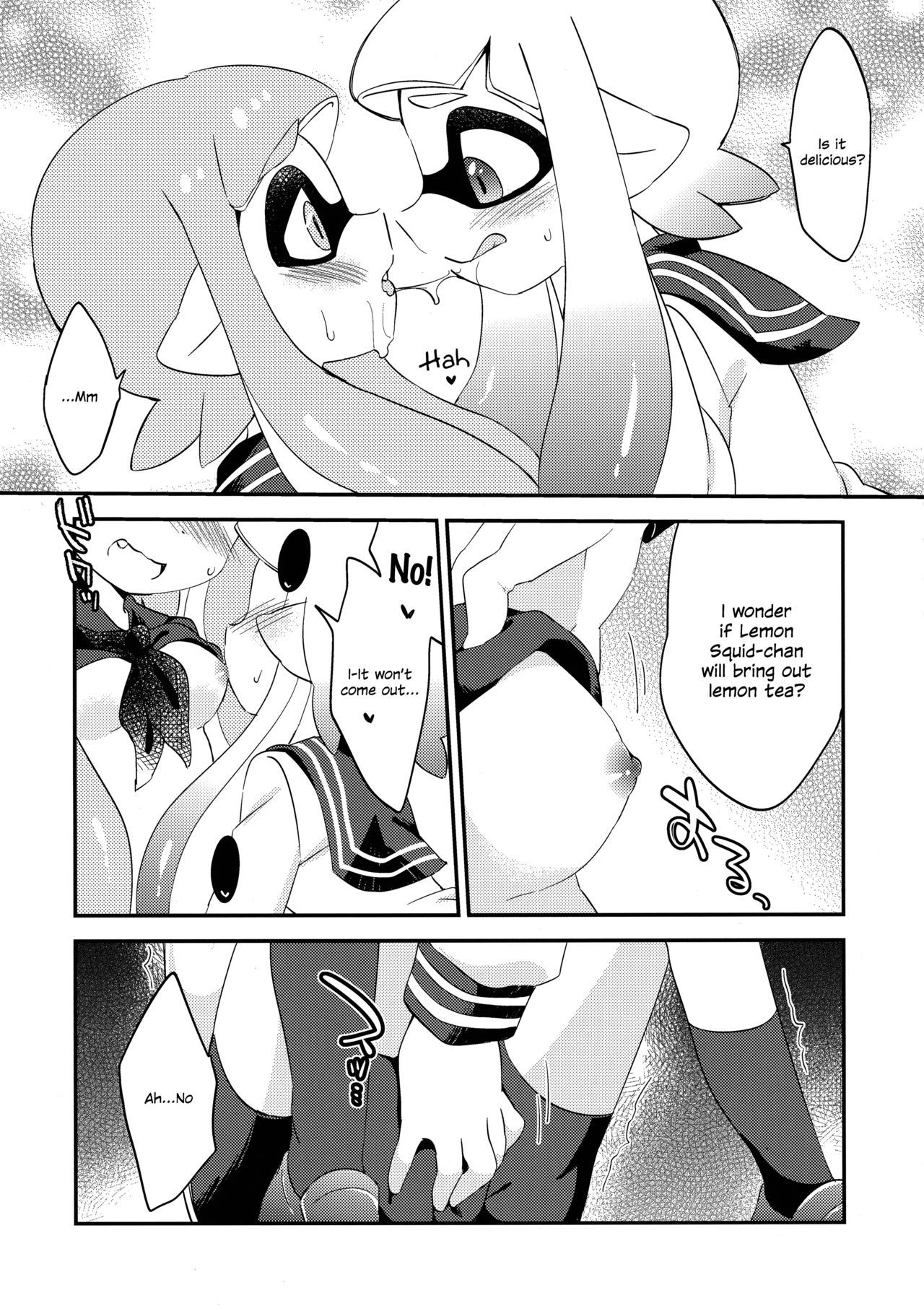 (C89) [ころもにゅ (えろ豆)] 百合イカ ガチ♥ッチ レモンとミルク (スプラトゥーン) [英訳]