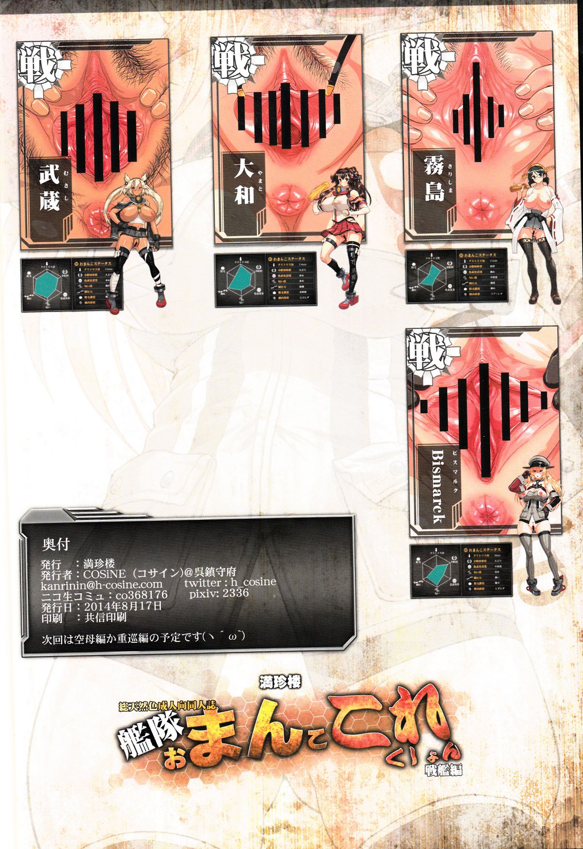 (C86) [満珍楼 (COSiNE)] 艦隊おまんここれくしょん戦艦編 (艦隊これくしょん-艦これ-)