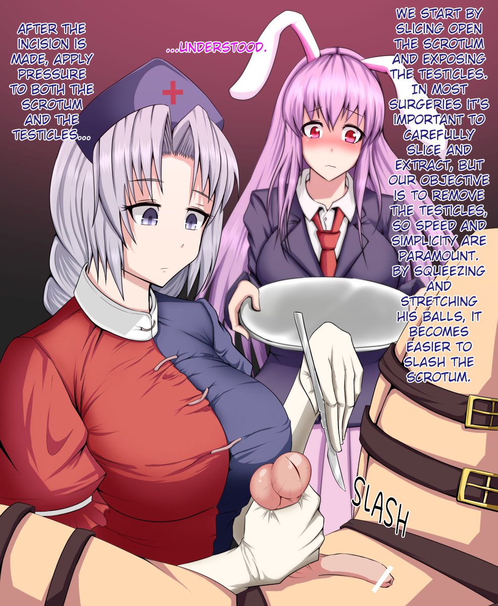 エイリンとウドンゲが精巣摘除術を行う