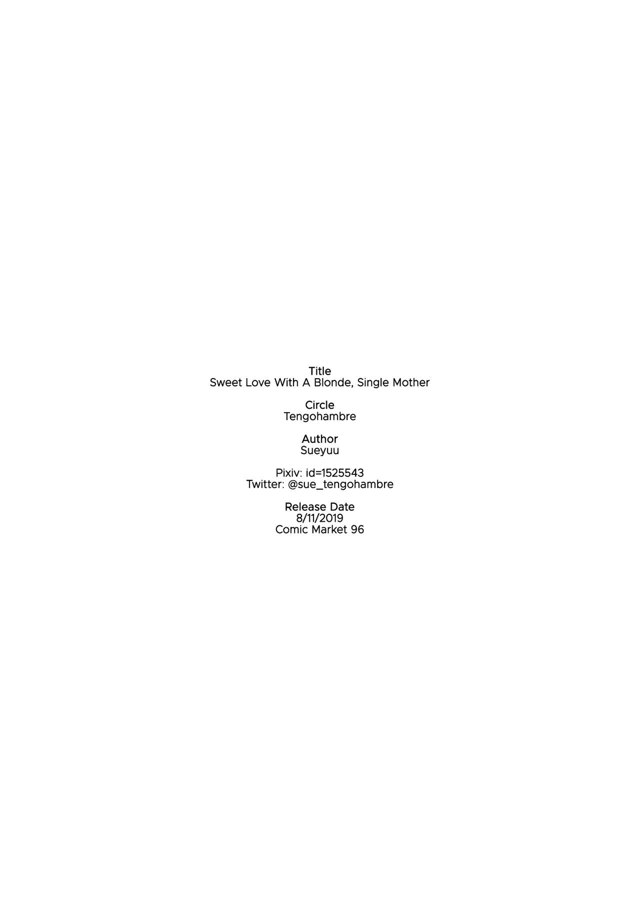 [tengohambre (すえゆう)] 金髪シングルマザーとイチャラブする本 [英訳] [DL版]