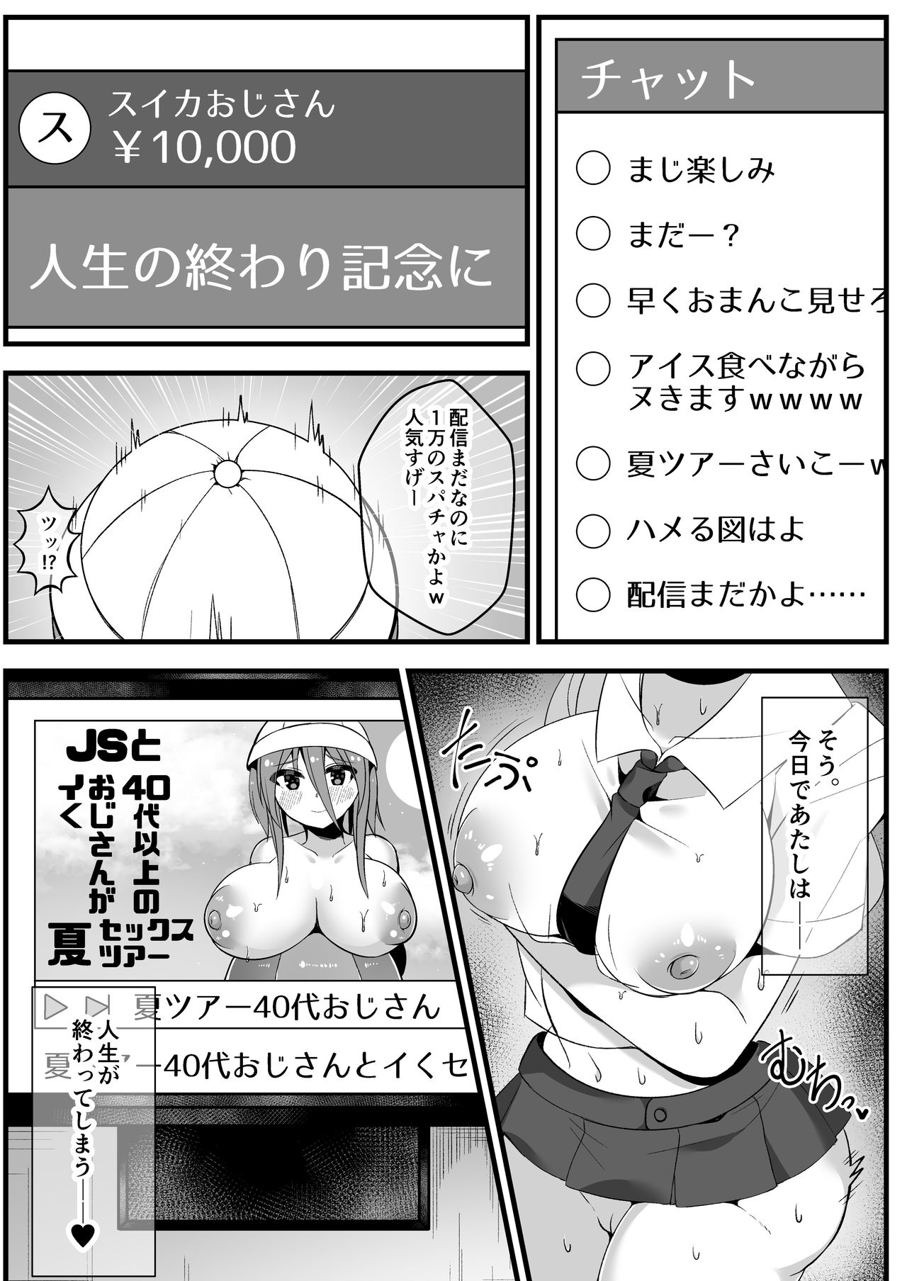 [ONEONE1 (ろくろみ)] 人気JS配信者が夏休みに全国回って各地のおじさんたちとハードなセックスしながらライブ配信やってみた [DL版]