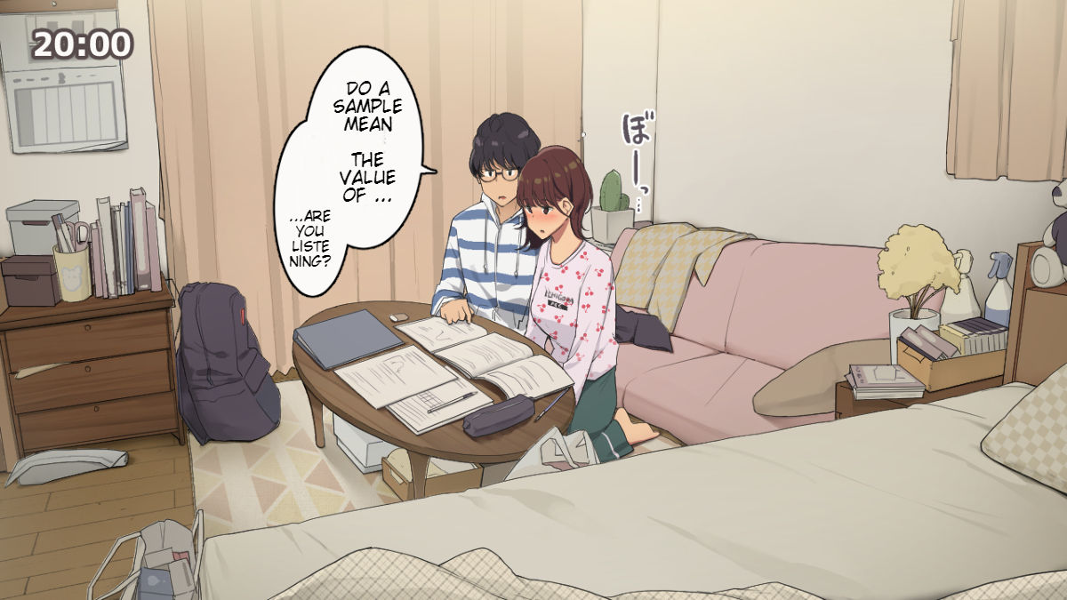 [わかまつ] 一人暮らしの女子大生のお部屋、友達と一日集中して勉強会しようと決めた日 [英訳]