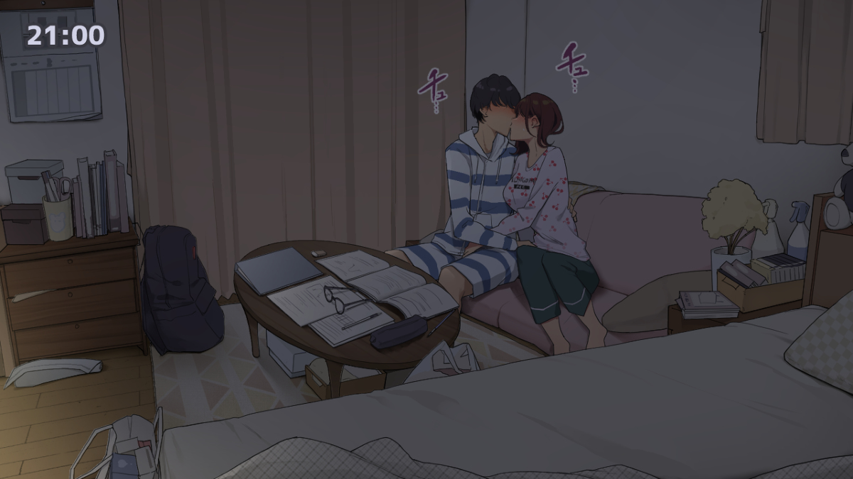 [わかまつ] 一人暮らしの女子大生のお部屋、友達と一日集中して勉強会しようと決めた日 [英訳]