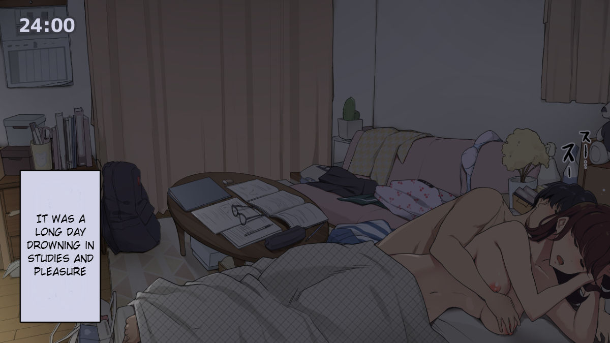[わかまつ] 一人暮らしの女子大生のお部屋、友達と一日集中して勉強会しようと決めた日 [英訳]