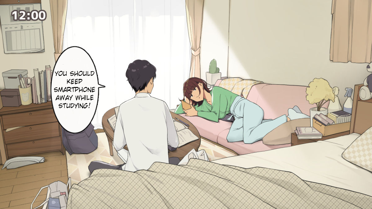 [わかまつ] 一人暮らしの女子大生のお部屋、友達と一日集中して勉強会しようと決めた日 [英訳]