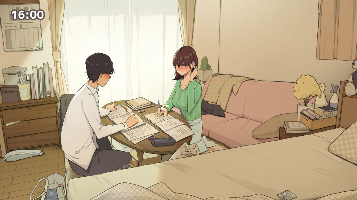 [わかまつ] 一人暮らしの女子大生のお部屋、友達と一日集中して勉強会しようと決めた日 [英訳]