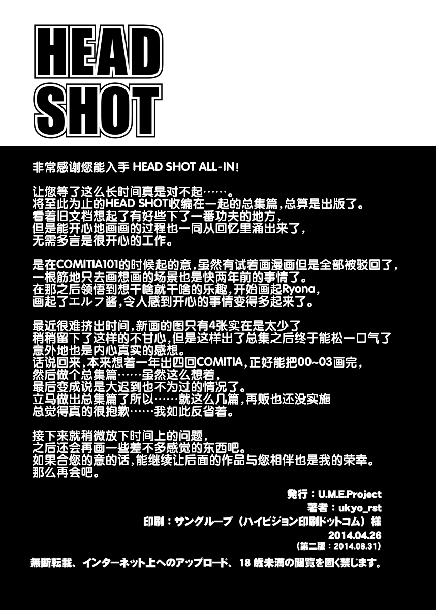 [U.M.E.Project (ukyo_rst)] HEAD SHOT File.00 [中国翻訳] [DL版]