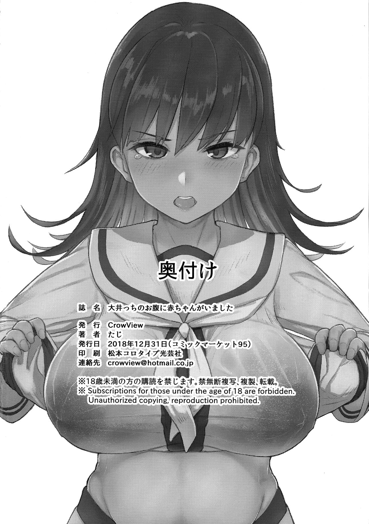 (C95) [CrowView (たじ)] 大井っちのお腹に赤ちゃんがいました (艦隊これくしょん -艦これ-) [英訳]