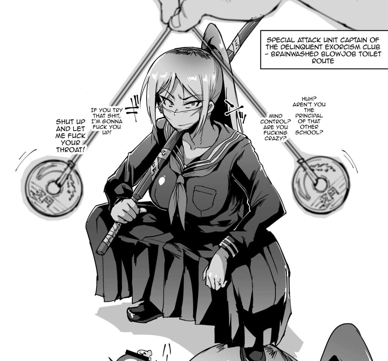 [煌野一人] 黒髪ポニテツリ目JK退魔部ラクガキ [英訳]