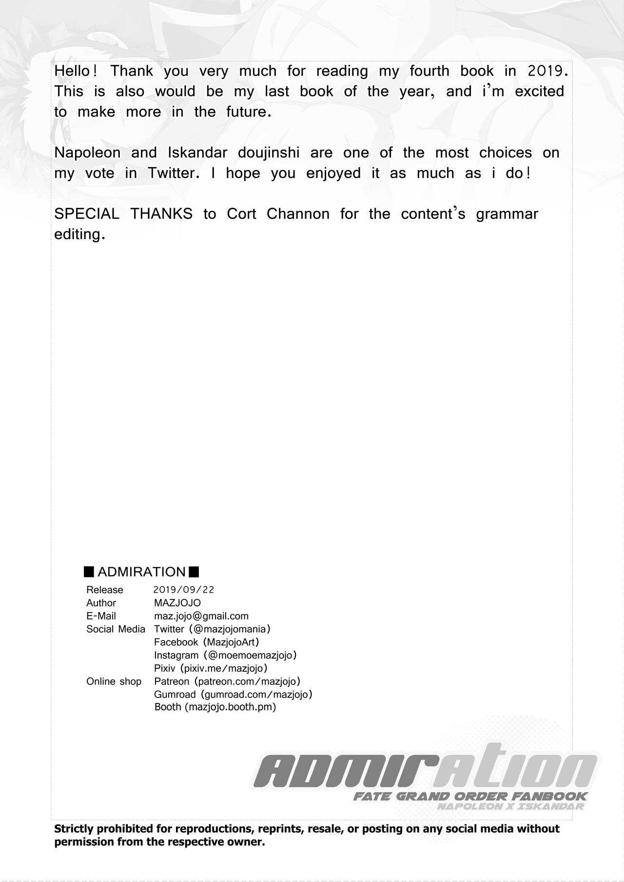 [Mazjojo] ADMIRATION (Fate/Grand Order) [英語] [無修正] [DL版]