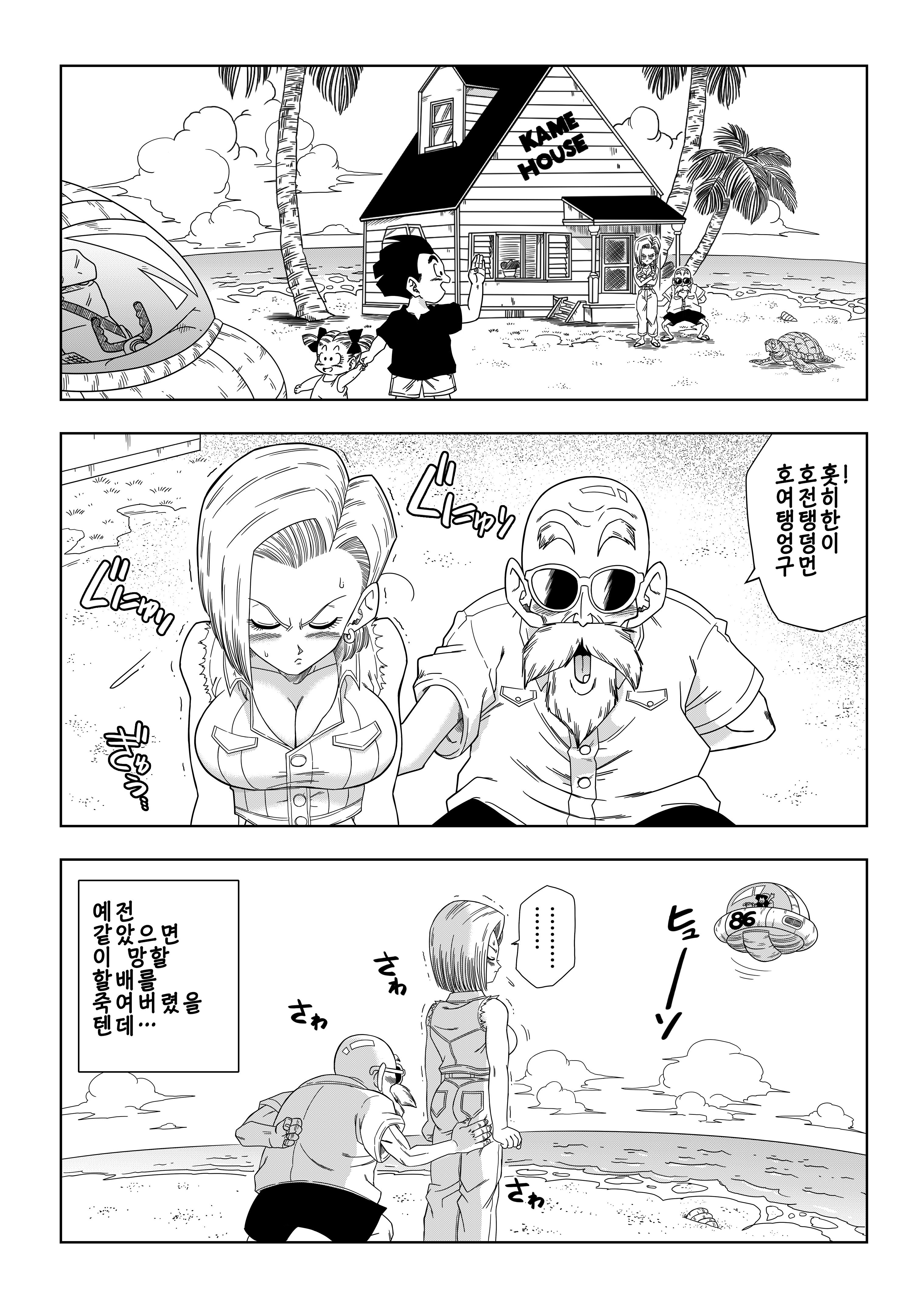 18-gou vs Kame Sennin | Android n18 VS亀仙人（打ち切り）