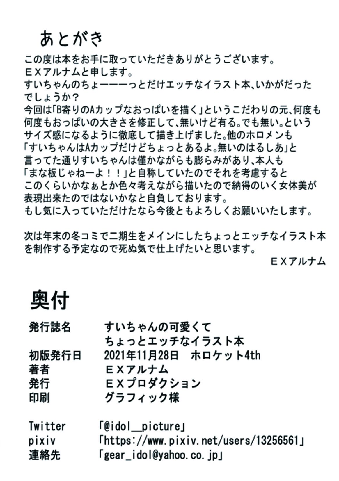 (ホロケット4th) [EXプロダクション (EXアルナム)] すいちゃんの可愛くてちょっとエッチなイラスト本 (星街すいせい)