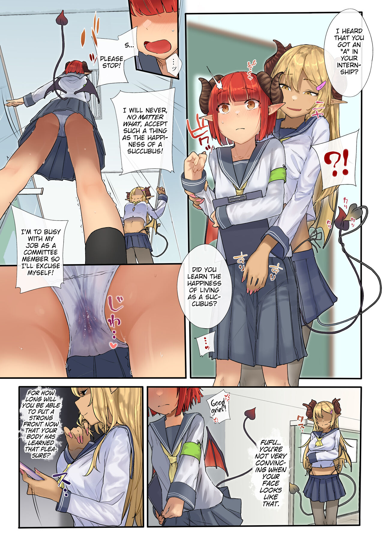 [からももたると (きんだつ)] 潔癖風紀委員サキュバスの淫ターンシップ ～1週間みっちり♥強制奉仕活動～ [英訳]
