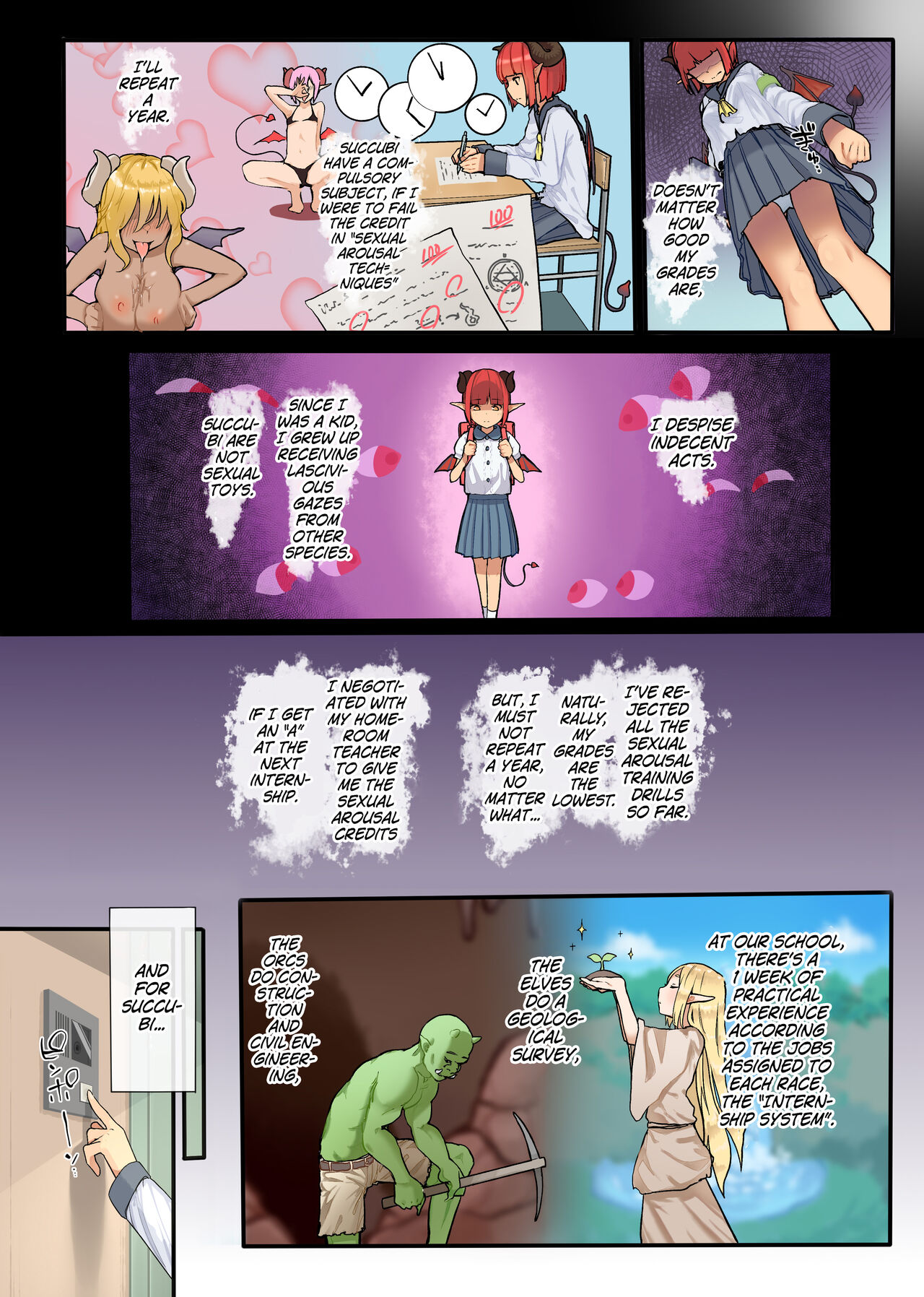 [からももたると (きんだつ)] 潔癖風紀委員サキュバスの淫ターンシップ ～1週間みっちり♥強制奉仕活動～ [英訳]